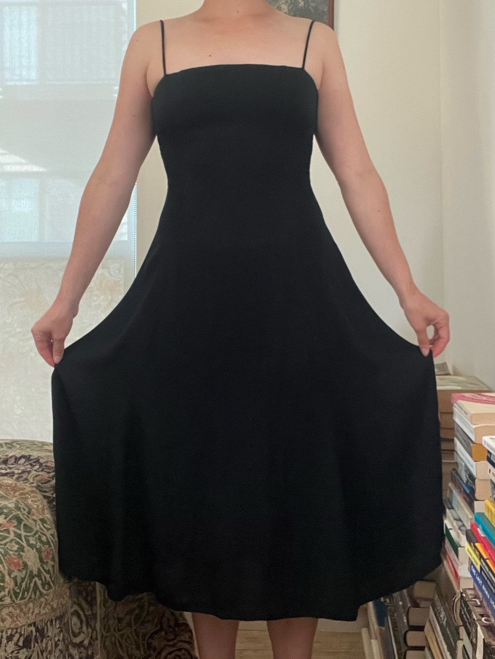 Reformation “Vollare” Black Spaghetti-Strap Midi Dress Size 2